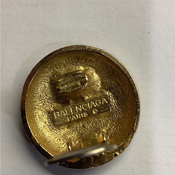 Balenciago Earrings Paris Brown Enamel & Gold Tone Vintage Clips in good vintage - Picture 6 of 7
